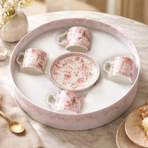 Jogo de 8 Peças Café - Hortênsia - New Bone China - 90ml - Marsala